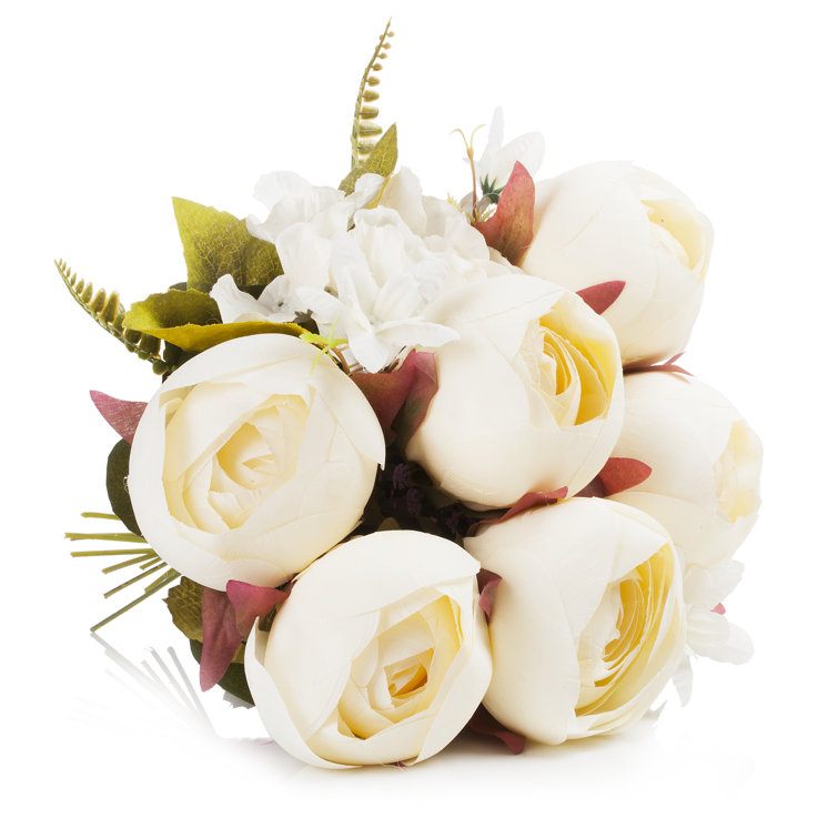 Latitude Run® Silk Peony and Hydrangea Mixed Floral Arrangement in Vase Wayfair